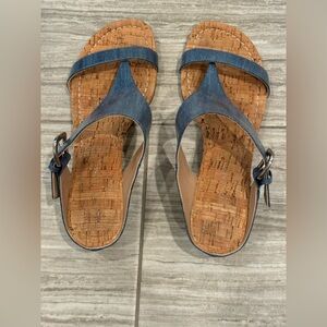 Donald Pliner patent leather cork wedge